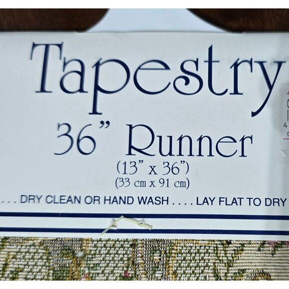 Vtg Bess Home Tapestry Table Runner With Floral Design Fringe 36" Victorian USA - Picture 6 of 8